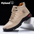 FLYLAND Men's Ankle Boots Casual Leather Shoes Fashion Vintage Hand Stitching Soft Business Handmade Shoes. 