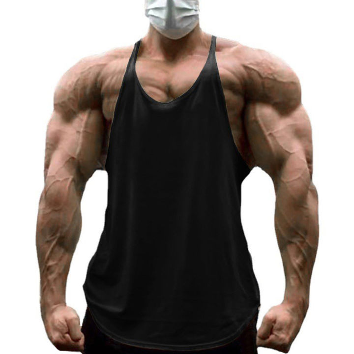 Plain%20Men's%20Cotton%20Gym%20Tank%20Tops%20Running%20Vests%20Y-Back%20Bodybuilding%20Sleeveless%20Shirt%20Muscle%20Workout%20Athletic%20Fitness%20Singlets%20-%20Image%202
