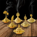 Mini Crown Retro Copper Hollow Out Incense Stick Burner Holder Golden Arab Burner Catcher Home Decoration Sandalwood Censer. 