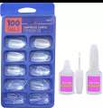 Transparent 100 Pcs Fake Nails With Glue For Women. 