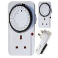 24 hours programme timer plug, socket.  Switch-Energy-Saving Plug Timer Socket Kit-with Programmable Time Controller 3-Pin Plug. 