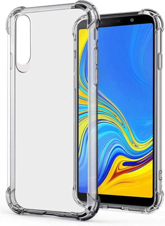 Samsung A50 flexible clear transparent soft gpu back case cover with bumper
