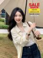 Clear Stock 💥   Sfb008 😁 Women's Long-Sleeved Collared Shirt, Simple Solid Color, Oversize, Casual Korean Style Fashion Work Shirt, the Fabric Is Bouncy and Doesn'T Stick to the Body.. 