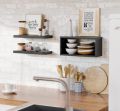 Floating Shelves Set of 3, Modern Bathroom Shelves Wall Mounted Shelves for Wall Decor, Over Toilet Black Wall Shelves for  Bedroom, Living Room, Kitchen - Black. 