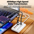 10 Ports USB Charger 5USB+5PD Power Strip Multi Port Type C Wall Charger With 1M Cable For iPhone QC3.0 Adapter.