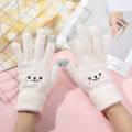 Kawaii Gloves Female Cute Cartoon Embroidered Bear Touchscreen Gloves Autumn Winter Warm Women Shopping Knit Gloves Soft Gloves. 