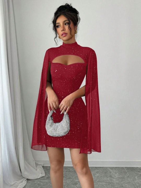 %20Women's%20Stand%20Collar%20Cape%20Mini%20Dress%20Sequins%20Sparkling%20Club%20Party%20Night%20Out%20Fitted%20Bodycon%20Elegant%20Autumn%20Winter%20-%20Image%204