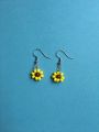 Beaded Flower Small Earrings. 