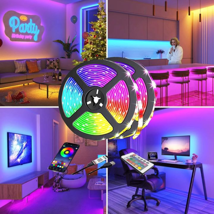 5/10M RGB 5050/3535 Led Strip Light Remote Bluetooth App Control 5V USB ...