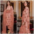 Floral Silk Dress with Organza Dupatta. 