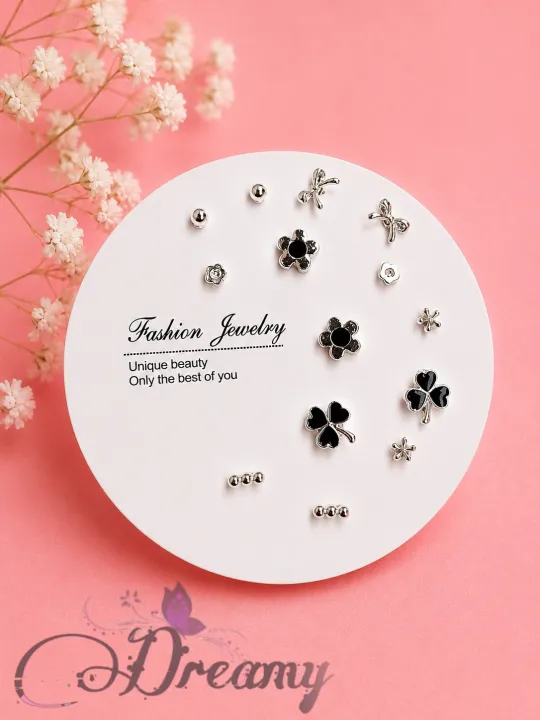Simple%20Cute%20Stone%20Design%207%20Pairs%20Earrings%20Set%20for%20Girls%20Women's%20Fashion%20Jewellery%20-%20Image%207
