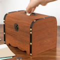1Set Wooden Treasure Chest With Lock Piggy Bank Organizer Vintage Treasure Storage Box Saving Box Case For Home Decoration. 