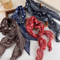 Retro Classic Red Cashew Pattern Diamond Silk Scarf Women's Low Ponytail Tie-Up Headband Scarf Headwrap Triangle Neck Scarf.