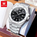 OLEVS 3613 Butterfly Lock Fan Made Luxury Business Watch for Man Sport Stainless Steel Men Watch Luminous Date Watches Quartz watch - Watch For Men.