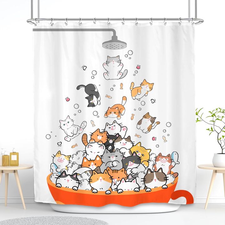 Cat%20Shower%20Curtain%20Kids%20Funny%20Cute%20Lovely%20Cartoon%20Kitten%20Pet%20Animal%20Climbing%20Door%20Hilarious%20Modern%2012%20Pack%20Hooks%20Polyester%20-%20Image%207