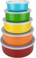5 Pcs Stainless Steel Home Kitchen Food Container Storage Mixing Bowl Set Color Crisper Stainless Steel Round Five Piece Set with Lid Sealed Bowl UJu851 (Yellow, One Size). 
