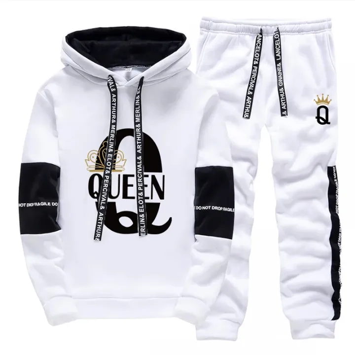King%20Queen%20Printing%20Mens%20Womens%20Tracksuit%20Hot%20Sales%20Casual%20Hooded%20Sweatshirts%20Sweatpants%202%20Pcs%20Set%20Home%20Street%20Couple's%20Clothing%20-%20Image%203