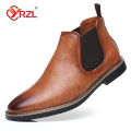 YRZL 39~47 Men Chelsea Boots Brand Retro Comfortable PU Leather Ankle Boots Men 2025 Fashion Black Brown Mens Boots. 