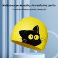 Cute Cat Swimming Cap For Long Hair Ears Protect Children Kids Waterproof Elastic Silicone Swim Pool Cap Bathing Caps Diving Hat.