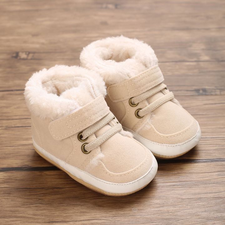 HAIZHIW 0-18M NEW Winter Baby Boys Girls High Tops Sneakers  Anti-Slip Sole Fleece for Warmth Infant Newborn Shoes