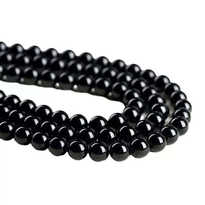 Natural%20black%20tourmaline%20round%20beads%20DIY%20bracelet%20necklace%20jewelry%20accessories%20-%20Image%204