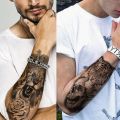 5PCS Wolf Lion Waterproof Temporary Tattoo Sticker Tiger Rose Flower Dragon Snake Skull Animal Body Art Arm Fake Tatoo Men Women. 