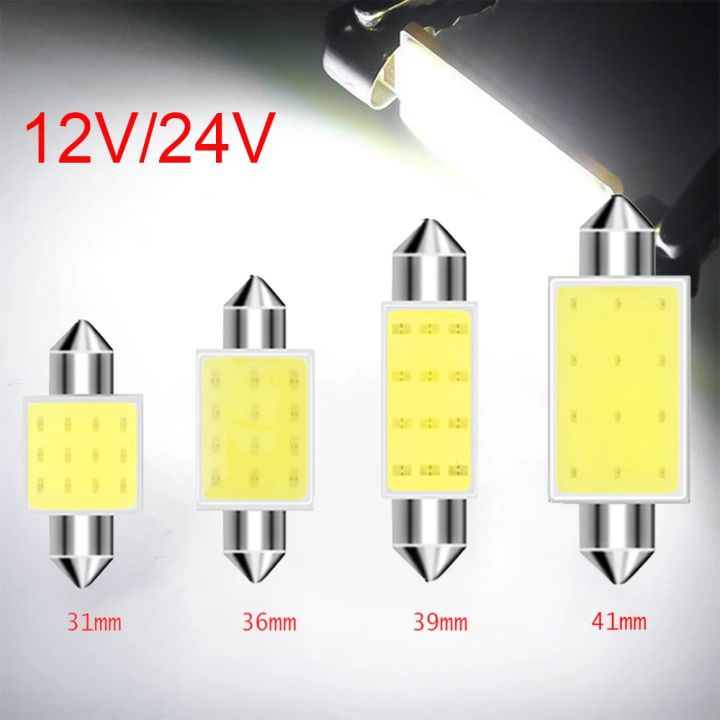 10Pcs/Lot%20C5W%20LED%20Bulb%20Festoon%2031/36/39/41mm%2012V%2024V%20COB%206500K%20White%20Car%20Interior%20Dome%20Reading%20Lights%20Trunk%20License%20Plate%20Lamp%20T%20-%20Image%203