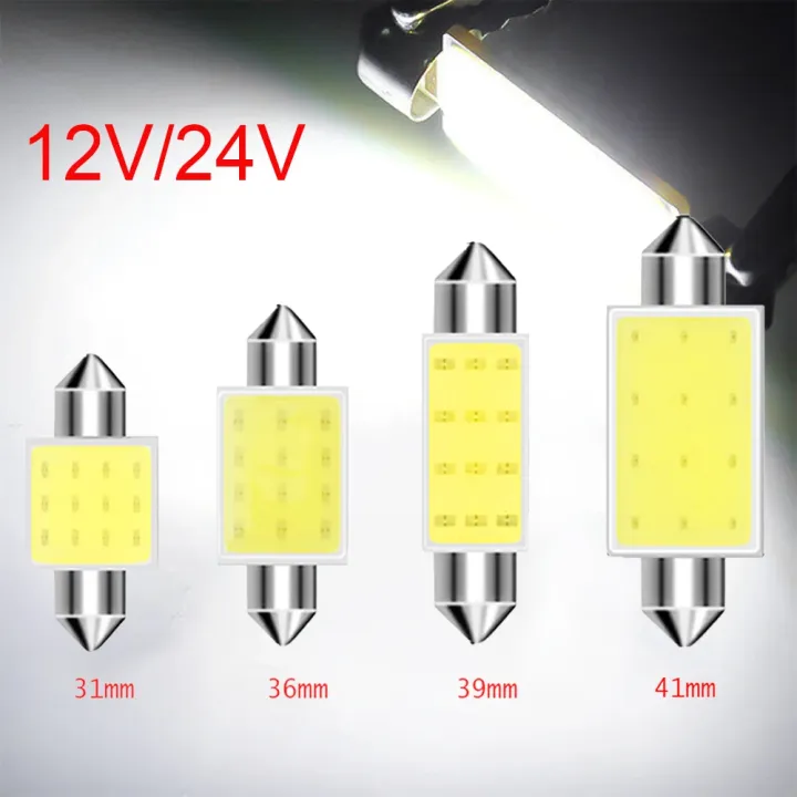 10Pcs/Lot%20C5W%20LED%20Bulb%20Festoon%2031/36/39/41mm%2012V%2024V%20COB%206500K%20White%20Car%20Interior%20Dome%20Reading%20Lights%20Trunk%20License%20Plate%20Lamp%20T%20-%20Image%203