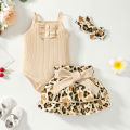 0-2 Year Old Newborn Baby Girls Summer Sleeveless Suspender Jumpsuit With Floral Print Short Skirt Cute Fashion Toddler Set. 