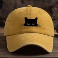Cute cat print adjustable baseball cap for men and women, casual wear for outdoor travel, sun shading duckbill cap.