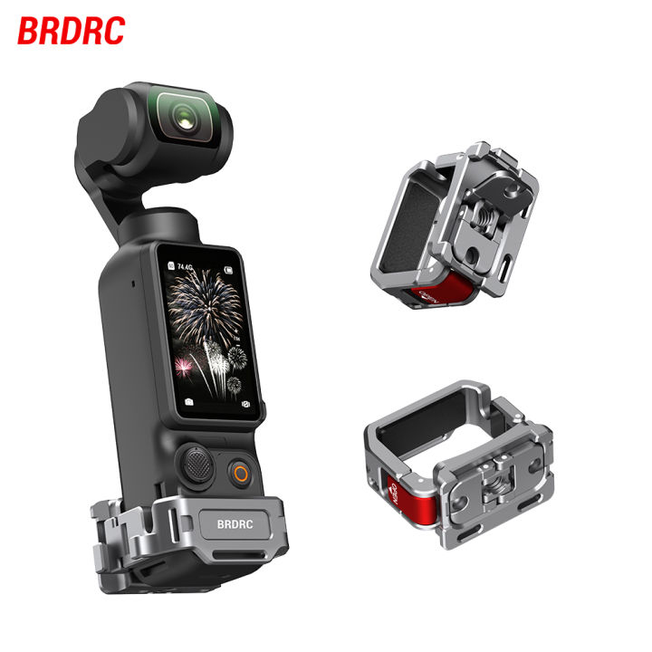 BRDRC Expansion Adapter For Osmo Pocket 3 Mount Bracket Multifunctional Frame Holder Clip for Pocket 3 Accessory with Strap