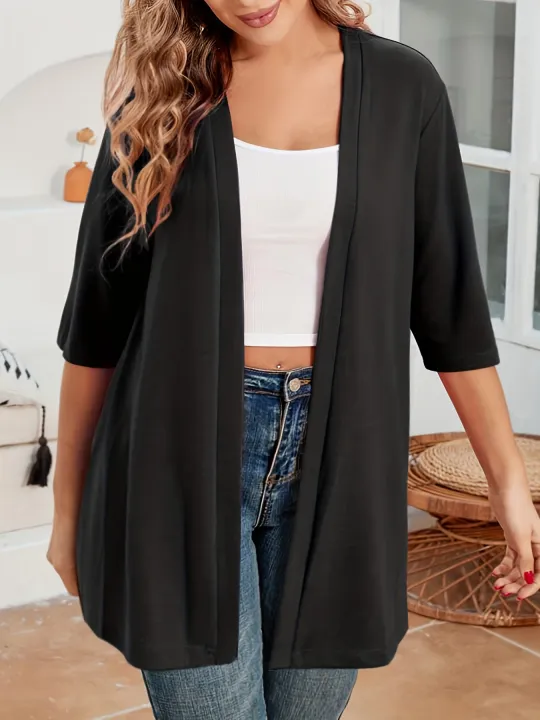Europe,%20America,%20Autumn%20and%20Winter%20Explosions%20Elegant%20Women's%20Plus%20Size%20Half%20Sleeve%20Medium%20and%20Long%20Light%20Elastic%20Cardigan%20Women%20-%20Image%204
