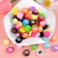 20pcs Resin Candy Chocolate Beads M Beans Flatback Cabochon Applique Figurines Ornament Jewelry Making Hairwear Accessorie.