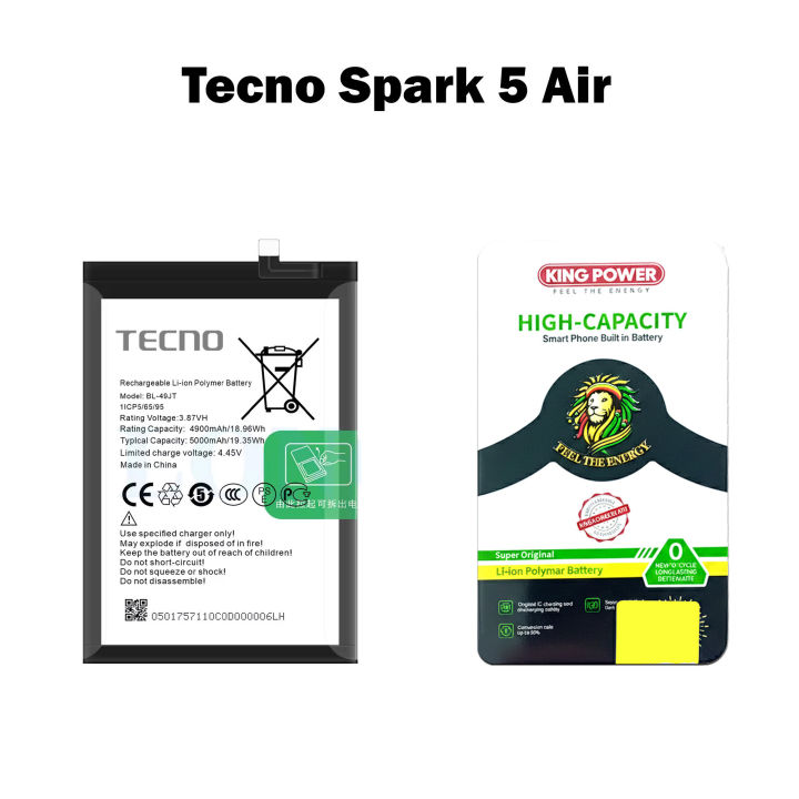 Original Type Battery Tecno Spark 5 Air BL-49JT 5000mAh King Power ...