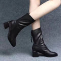 2024 New Women Versatile Leather Boots Fashion Antislip High Heels Female Casual Comfortable Boot External Wear Trendy Shoes. 
