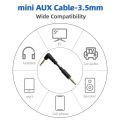 Mini Audio Cable 3.5mm Jack 90 Degree Right Angle Audio Input Adapter Auxiliary Cable Compatible with Car Audio Speakers.