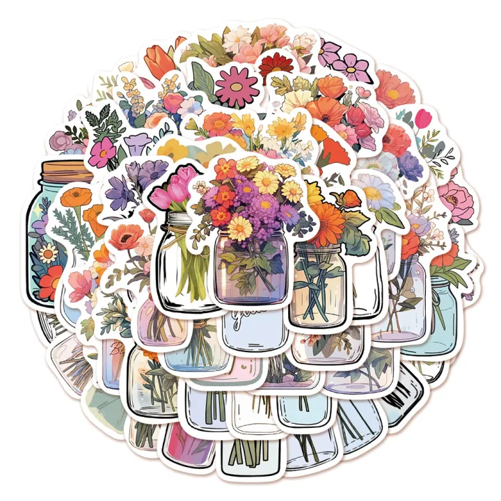 50pcs%20Cute%20Cartoon%20Flower%20Stickers%20Set%20Aesthetic%20DIY%20Decals%20for%20Luggage%20Guitar%20Notebook%20Cartoon%20Bottle%20Design%20Graffiti%20Decoratio%20-%20Image%204