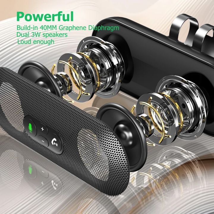 Bluetooth%205.4%20Car%20Kit%20Handsfree%20Dual%203W%20Speakerphone%20Sun%20Visor%20Speaker%20Mp3%20Player%20Wireless%20Music%20Receiver%20With%20Voice%20Assistant%20-%20Image%202