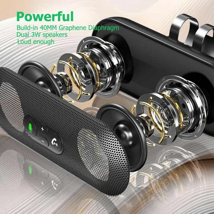 Bluetooth%205.4%20Car%20Kit%20Handsfree%20Dual%203W%20Speakerphone%20Sun%20Visor%20Speaker%20Mp3%20Player%20Wireless%20Music%20Receiver%20With%20Voice%20Assistant%20-%20Image%202