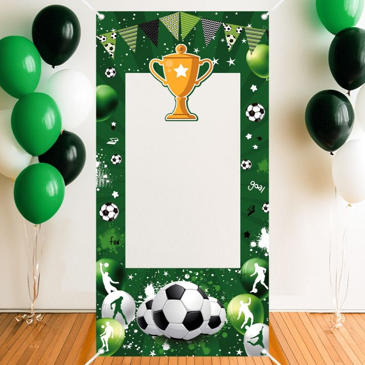 1pc Green Soccer Decorative Photo Booth Frame Birthday Sports Went Party Decors Background