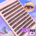 200PCS D Curl Eyelash Cluster Set with 30D40D80D and 80D Spiky Style Natural Wispy Volume Lashes. 