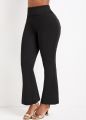 Plus Size 1XL-5XL Elegant Pants Women's Plus Solid Elastic High Rise Flared Leg Trousers. 