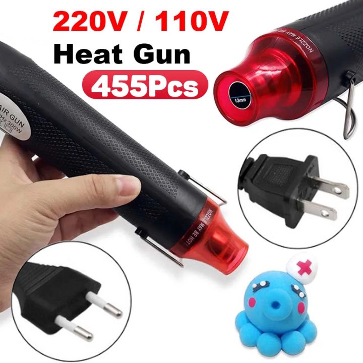220/110V Hot Air Gun and Heat Shrink Tubing DIY Tool Mini 300W Soldering Temperature Crafts Blower with Supporting Seat Shrink