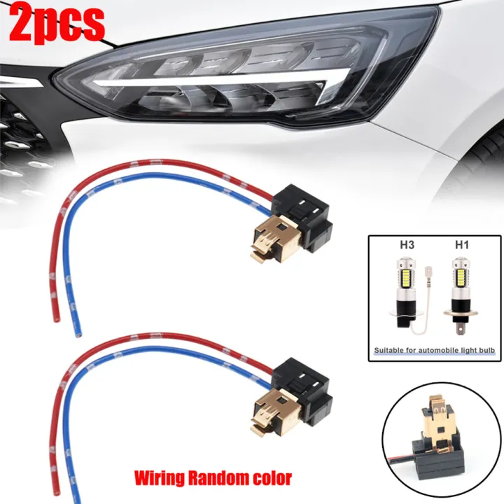 2pc Car Light Socket Harness Automotive Headlight Adapter H1 H3 Socket ...