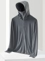 New Trendy Men's Ice Silk Sun Protection Jacket - Ultra-Thin Hooded Windbreaker with Loose Fit and Sporty Look for Men UPF 50+.