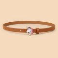 European Cute Simple Fashion Design Oil Dropping Unicorn Pony Buckle Thin Belt for Boys and Girls Universal for Kids.