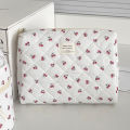 Cherry Makeup Bag Women's Cosmetic Bags Fashion Portable Cute Cosmetic Travel Storage Pouch Handbag Cotton Quilted Zipper Purse.