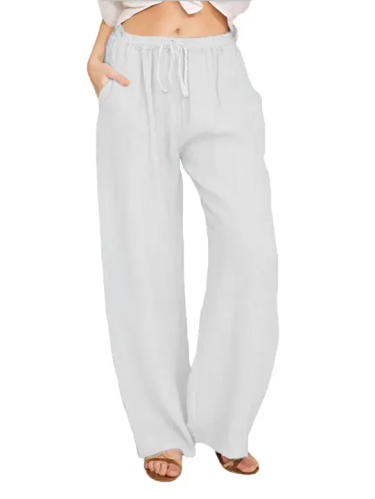 Women's%20Cotton%20Linen%20Pants%20Casual%20Loose%20Solid%20Elastic%20Waist%20Pocket%20Straight%20Trousers%20Ladies%20Oversize%20Wide%20Leg%20Pant%20Streetwear%20-%20Image%207