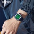 SANDA 6196 Men Electronic Watches Round Square Fashion Luminous Stainless Steel Strap Arabic Tidal Worship Male Wrist Watch. 