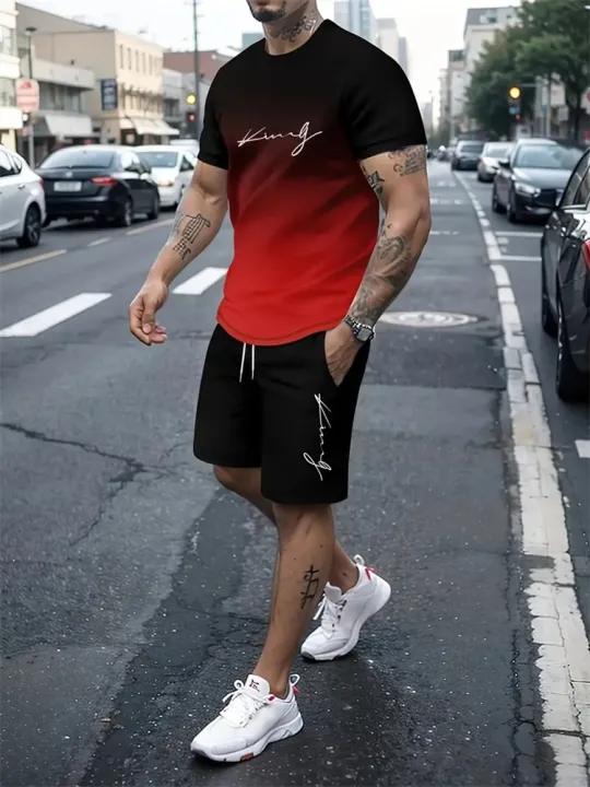 New%20Men's%20Outfit%20Summer%20Short%20Sleeve%20T%20Shirt%20Set%20Fashion%202%20Piece%20Sportwear%203D%20Printed%20Casual%20Shorts%20Sweatshirt%20Men's%20Tracksuit%20-%20Image%203